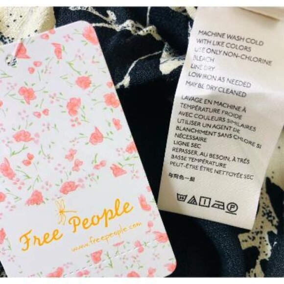 Free People Black Floral Boho Short Flutter Sleeve Wrap Mini Dress Sz S New - Picture 8 of 13